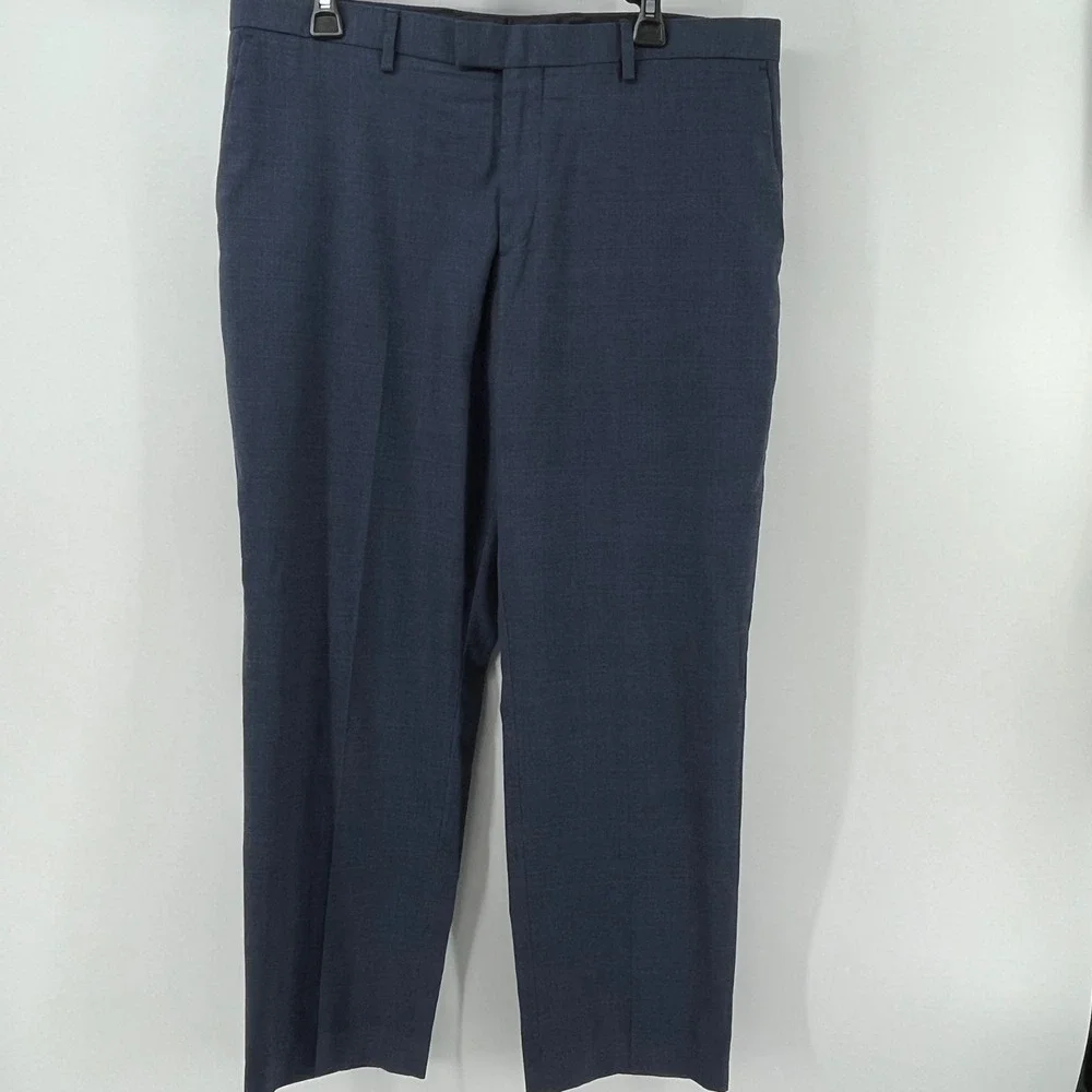 Banana Republic Mens Blue Plaid Slim Fit Dress Pants 36x30 Glen Check Trousers
